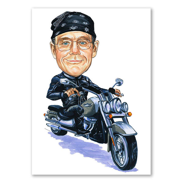 Karikatur vom Foto - Motoradfan (cdi384) - Lustige individuelle Karikatur vom eigenen Foto