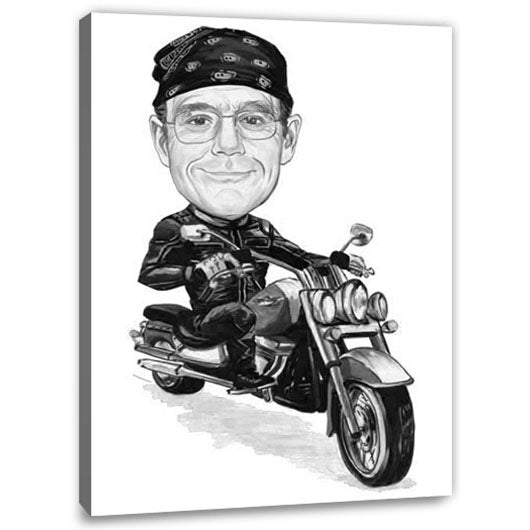 Karikatur vom Foto - Motorradfan SW (cdi384sw) - Lustige individuelle Karikatur vom eigenen Foto