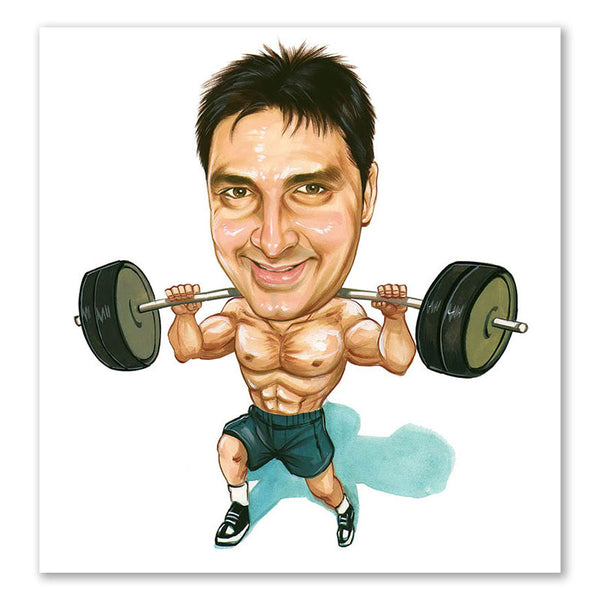 Karikatur vom Foto - Hantelstemmer (cdi391) - Lustige individuelle Karikatur vom eigenen Foto