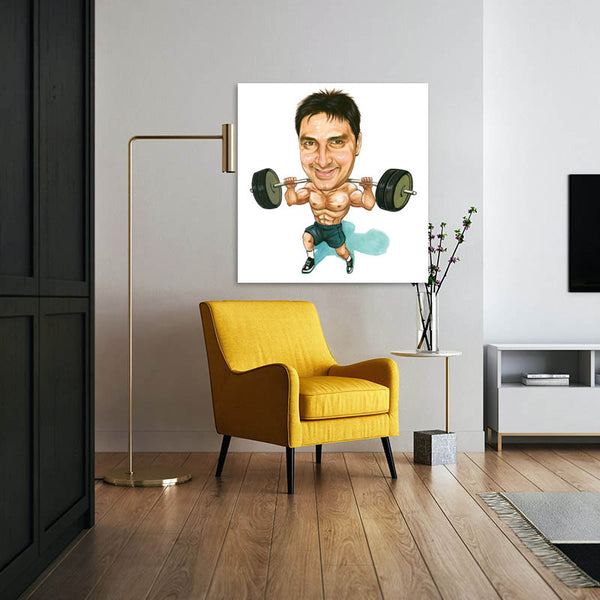 Karikatur vom Foto - Hantelstemmer (cdi391) - Lustige individuelle Karikatur vom eigenen Foto