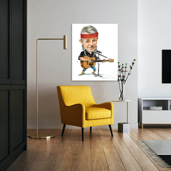 Karikatur vom Foto - Gitarrenspieler am Mikrofon (cdi397) - Lustige individuelle Karikatur vom eigenen Foto