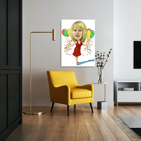Karikatur vom Foto - Party-Queen (cdi438) - Lustige individuelle Karikatur vom eigenen Foto