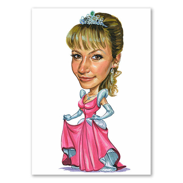 Karikatur vom Foto - Frau mit Abendkleid (cdi446) - Lustige individuelle Karikatur vom eigenen Foto