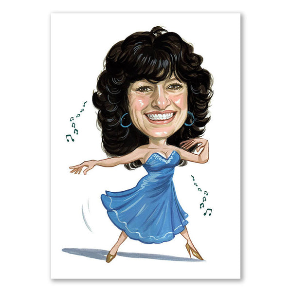 Karikatur vom Foto - Tanzende Frau (cdi456) - Lustige individuelle Karikatur vom eigenen Foto