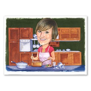 Karikatur vom Foto - Kochen (cdi475) - Lustige individuelle Karikatur vom eigenen Foto