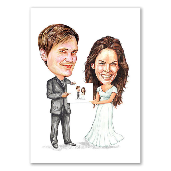 Karikatur vom Foto - Hochzeit mit Bild (cdi492) - Lustige individuelle Karikatur vom eigenen Foto