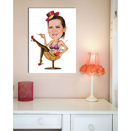 Karikatur vom Foto - Martiniglas-Dame (cdi503) - Lustige individuelle Karikatur vom eigenen Foto