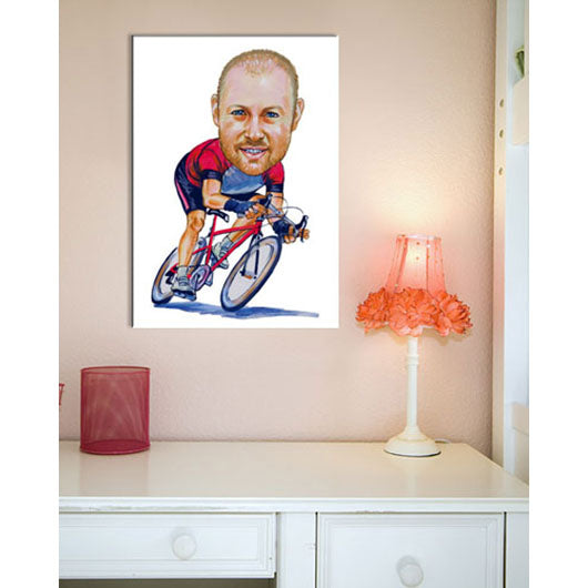 Karikatur vom Foto - Rennradfahrer (cdi508) - Lustige individuelle Karikatur vom eigenen Foto