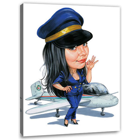 Karikatur vom Foto - stewardess (cju134) - Lustige individuelle Karikatur vom eigenen Foto