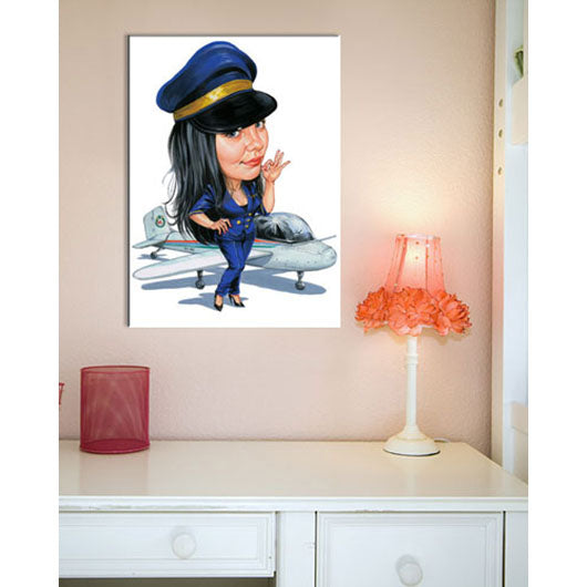 Karikatur vom Foto - stewardess (cju134) - Lustige individuelle Karikatur vom eigenen Foto