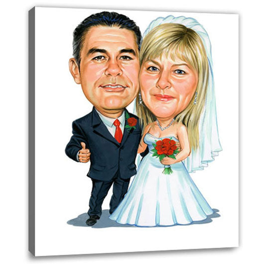Karikatur vom Foto - Glückliche 25 Jahre Hochzeit (cju138) - Lustige individuelle Karikatur vom eigenen Foto