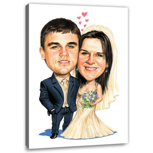 Karikatur vom Foto - Glückliche Hochzeit (cju144) - Lustige individuelle Karikatur vom eigenen Foto