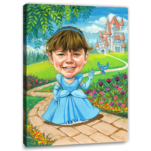 Karikatur vom Foto - Prinzessin in blau (cju147) - Lustige individuelle Karikatur vom eigenen Foto