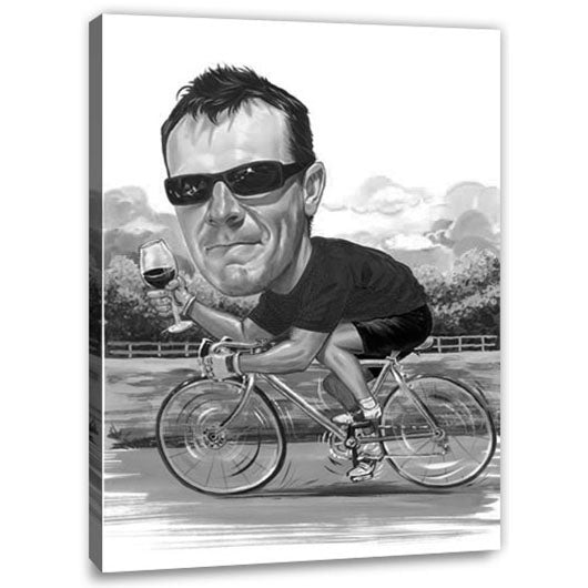 Karikatur vom Foto - Sportlicher Radler SW (cju150sw) - Lustige individuelle Karikatur vom eigenen Foto