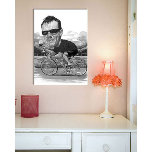 Karikatur vom Foto - Sportlicher Radler SW (cju150sw) - Lustige individuelle Karikatur vom eigenen Foto