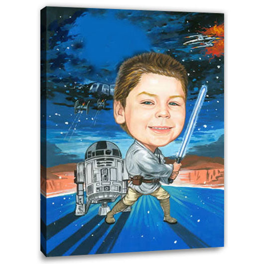 Karikatur vom Foto - Laser Schwert (cju332) - Lustige individuelle Karikatur vom eigenen Foto