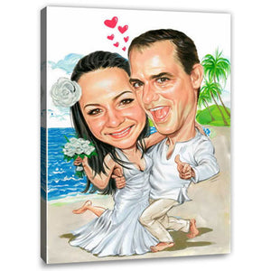 Karikatur vom Foto - Tropische Heirat (cju361) - Lustige individuelle Karikatur vom eigenen Foto