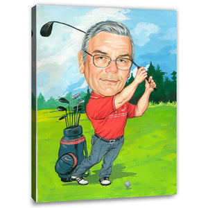 Karikatur vom Foto - Golf kaddy (cju362) - Lustige individuelle Karikatur vom eigenen Foto