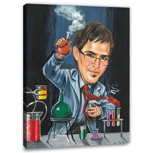 Karikatur vom Foto - Chemie Professor (cju370) - Lustige individuelle Karikatur vom eigenen Foto
