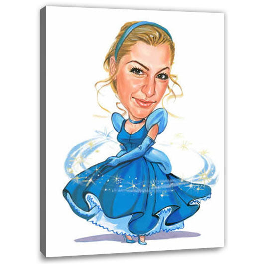 Karikatur vom Foto - Blaue Prinzessin (cju374) - Lustige individuelle Karikatur vom eigenen Foto