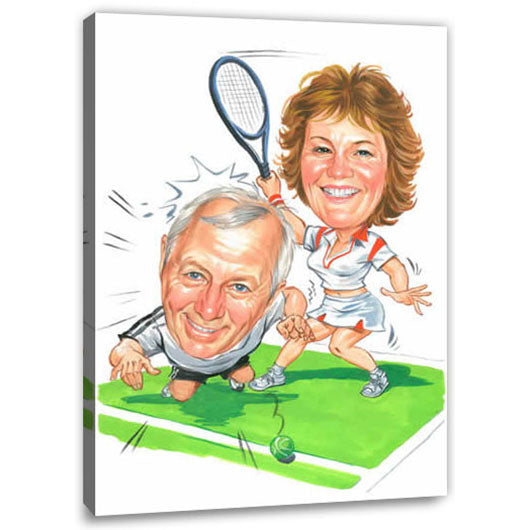 Karikatur vom Foto - We love tennis (cju375) - Lustige individuelle Karikatur vom eigenen Foto