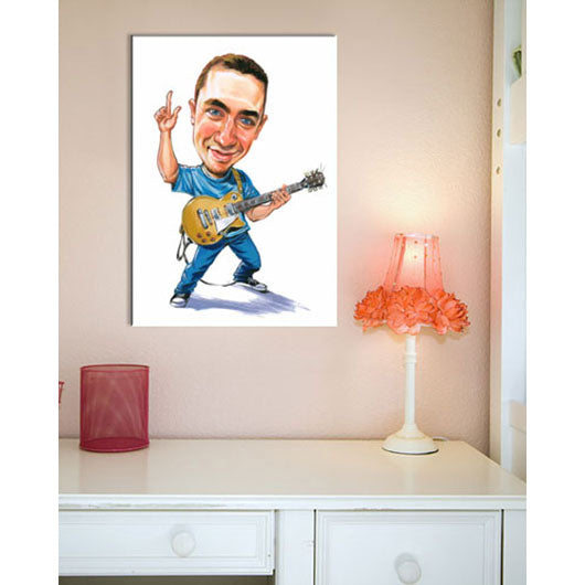 Karikatur vom Foto - Guitrarrensolo (cju377) - Lustige individuelle Karikatur vom eigenen Foto