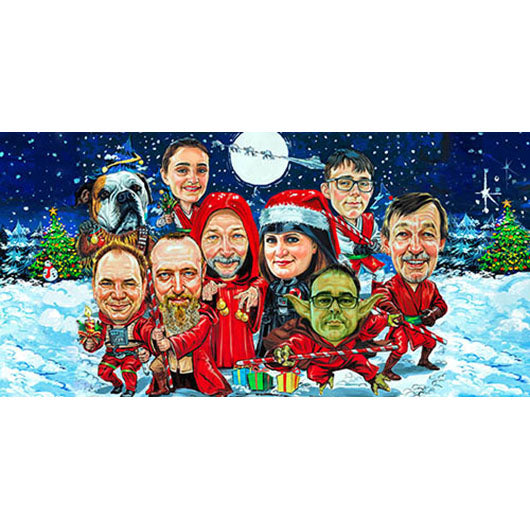 Karikatur vom Foto - Gruppe Sternenkrieger an Weihnachten (cju670) - Lustige individuelle Karikatur vom eigenen Foto