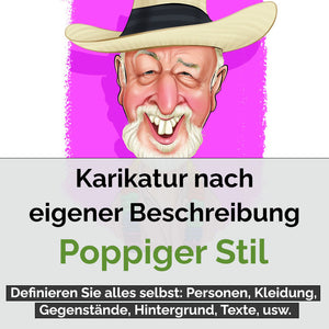 Karikatur vom Foto - Eigene Beschreibung Poppig (eb6) - Lustige individuelle Karikatur vom eigenen Foto