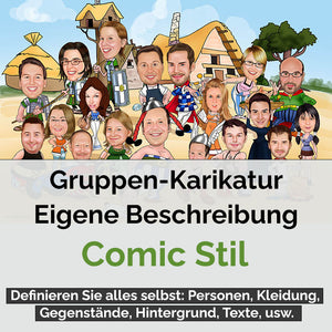 Karikatur vom Foto - Gruppe Comic (gr2) - Lustige individuelle Karikatur vom eigenen Foto