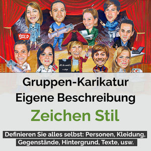 Karikatur vom Foto - Gruppe Zeichen (gr4) - Lustige individuelle Karikatur vom eigenen Foto