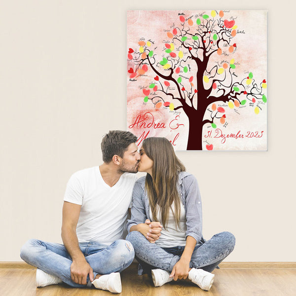 Fingerabdruck-Leinwand - Herzchen Hintergrund - Fingerabdruck Leinwand