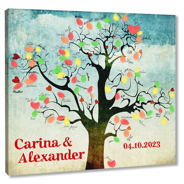 Fingerabdruck-Leinwand - Herzchen Cloud - Fingerabdruck Leinwand