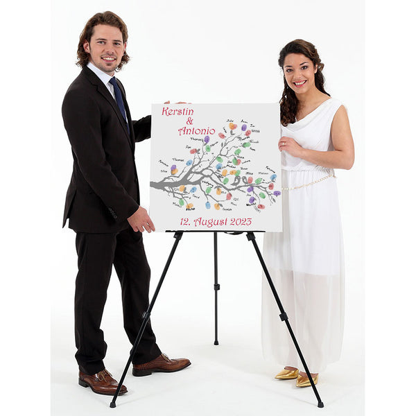 Fingerabdruck-Leinwand - Hochzeitstauben Grau - Fingerabdruck Leinwand