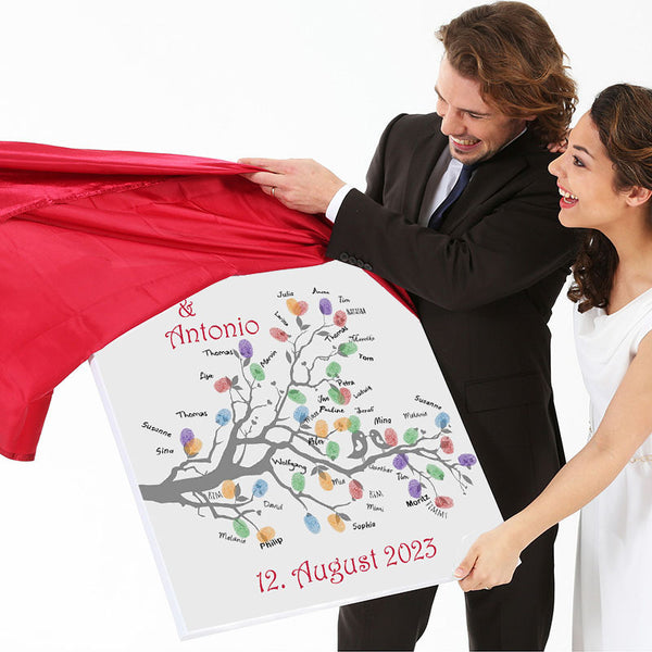 Fingerabdruck-Leinwand - Hochzeitstauben Grau - Fingerabdruck Leinwand