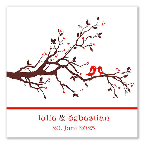 Fingerabdruck-Leinwand - Hochzeitstauben Balken Rot - Fingerabdruck Leinwand