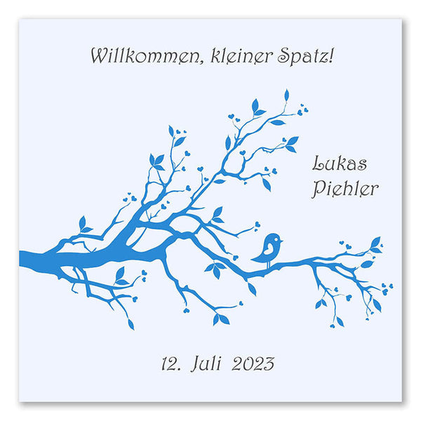 Fingerabdruck-Leinwand - Lebensbaum Geburtstaube Blau - Fingerabdruck Leinwand