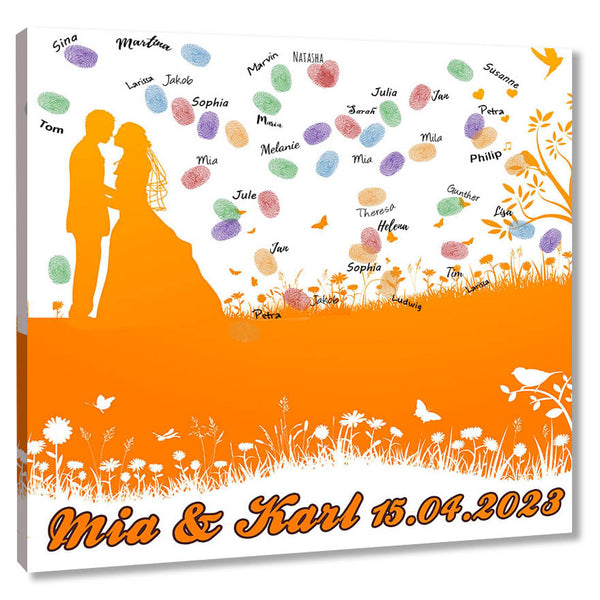 Fingerabdruck-Leinwand - Brautpaar - Fingerabdruck Leinwand