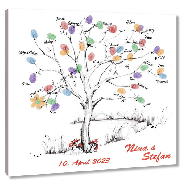Fingerabdruck-Leinwand - Wedding Tree Vorlage - Fingerabdruck Leinwand