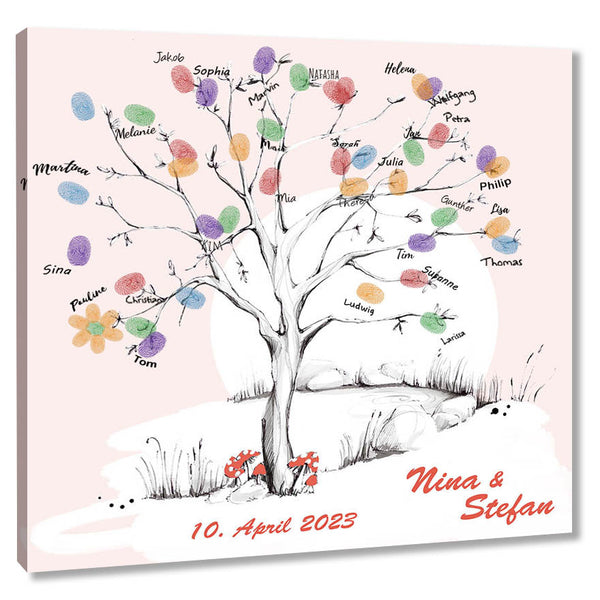 Fingerabdruck-Leinwand - Wedding-Tree-Vorlage Sonne - Fingerabdruck Leinwand