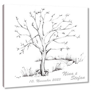 Fingerabdruck-Leinwand - Wedding-Tree-Vorlage Uni - Fingerabdruck Leinwand