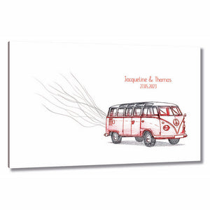 Fingerabdruck-Leinwand - Bus Rot - Fingerabdruck Leinwand