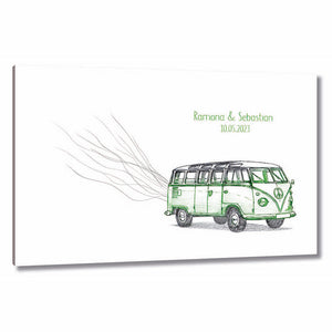 Fingerabdruck-Leinwand - Bus Grün - Fingerabdruck Leinwand