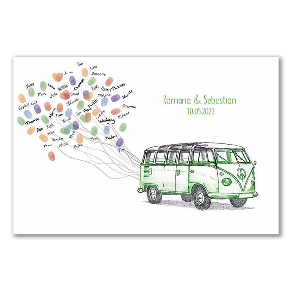Fingerabdruck-Leinwand - Bus Grün - Fingerabdruck Leinwand
