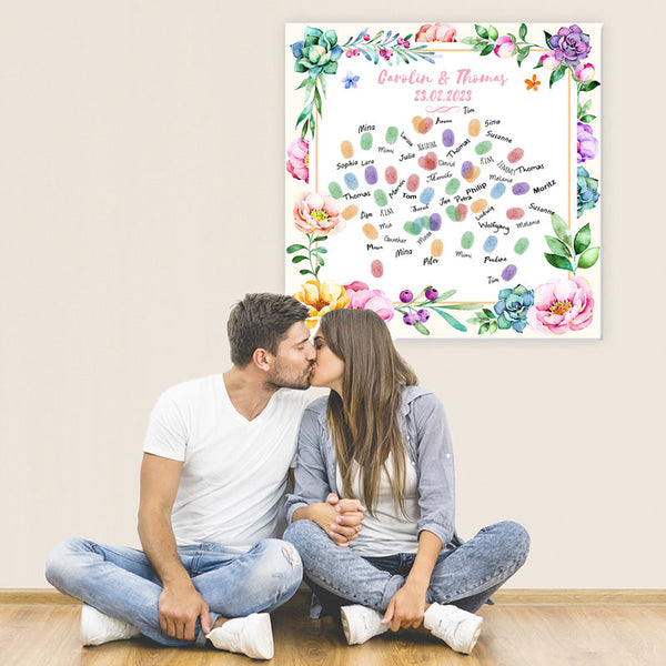 Fingerabdruck-Leinwand - Blumenrahmen - Fingerabdruck Leinwand