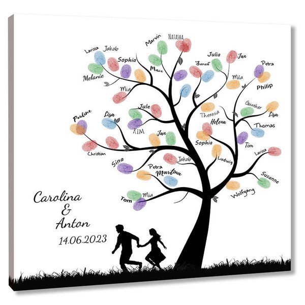 Fingerabdruck-Leinwand - Paarbaum Hand - Fingerabdruck Leinwand