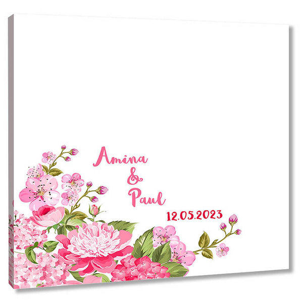 Fingerabdruck-Leinwand - Rosa Blumen - Fingerabdruck Leinwand