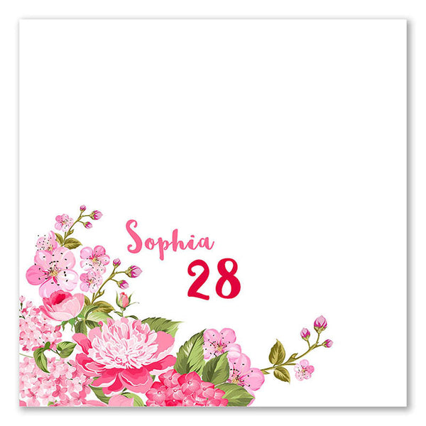 Fingerabdruck-Leinwand - Rosa Blumen Geburtstag - Fingerabdruck Leinwand