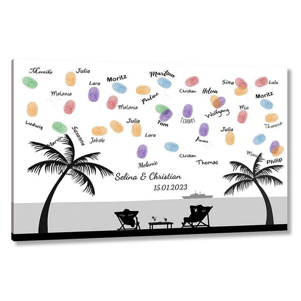 Fingerabdruck-Leinwand - Strandlounge Panorama - Fingerabdruck Leinwand