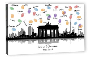 Fingerabdruck-Leinwand - Skyline Berlin Panorama - Fingerabdruck Leinwand