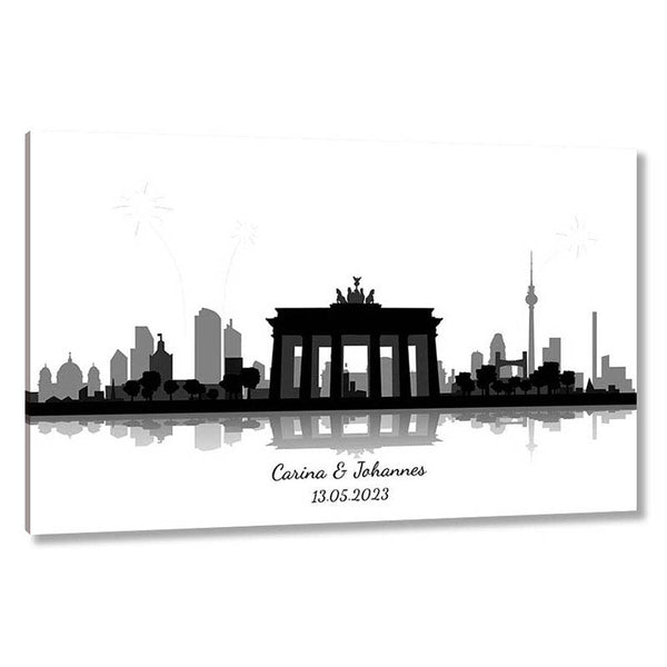Fingerabdruck-Leinwand - Skyline Berlin Panorama - Fingerabdruck Leinwand